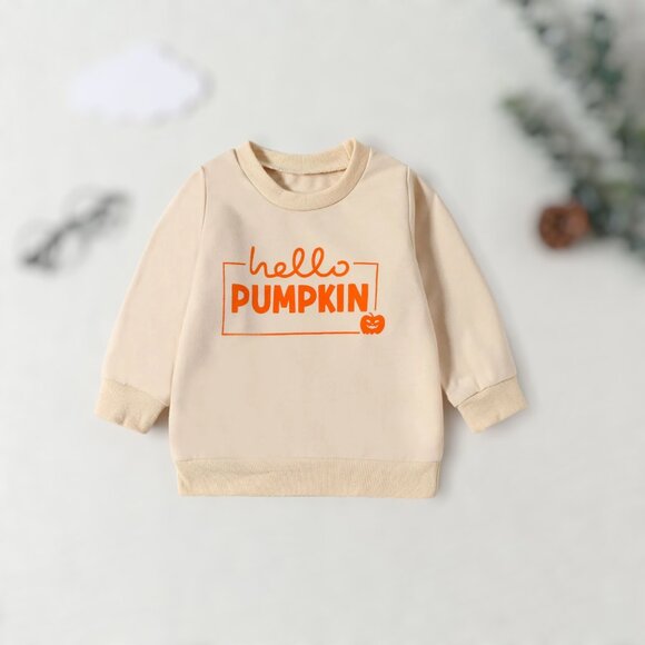 9-12 Month Toddler Halloween Pumpkin Letter Print Crewneck Sweatshirt-New! Light - Picture 1 of 5